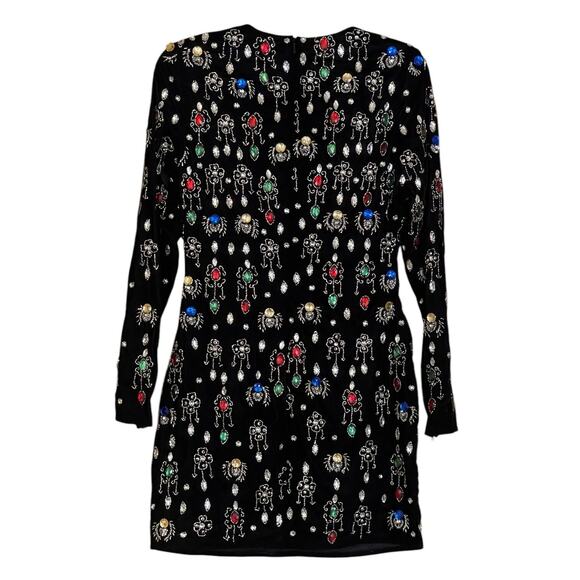 Mac Duggal NWT Size 0 LBD Style 93811 Black Long Sleeve Embellished Mini Dress - Picture 5 of 11